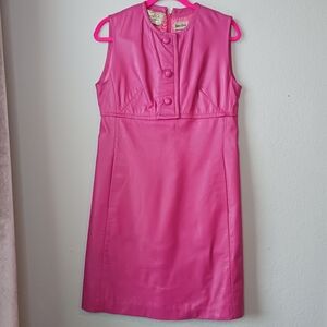 Neiman Marcus Hot Pink suede and leather Sleeveless dress S/M